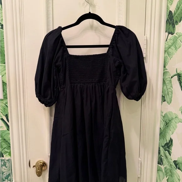 Abercrombie & Fitch Emerson Poplin Puff Sleeve Mini Dress Black Size S - Picture 4 of 6